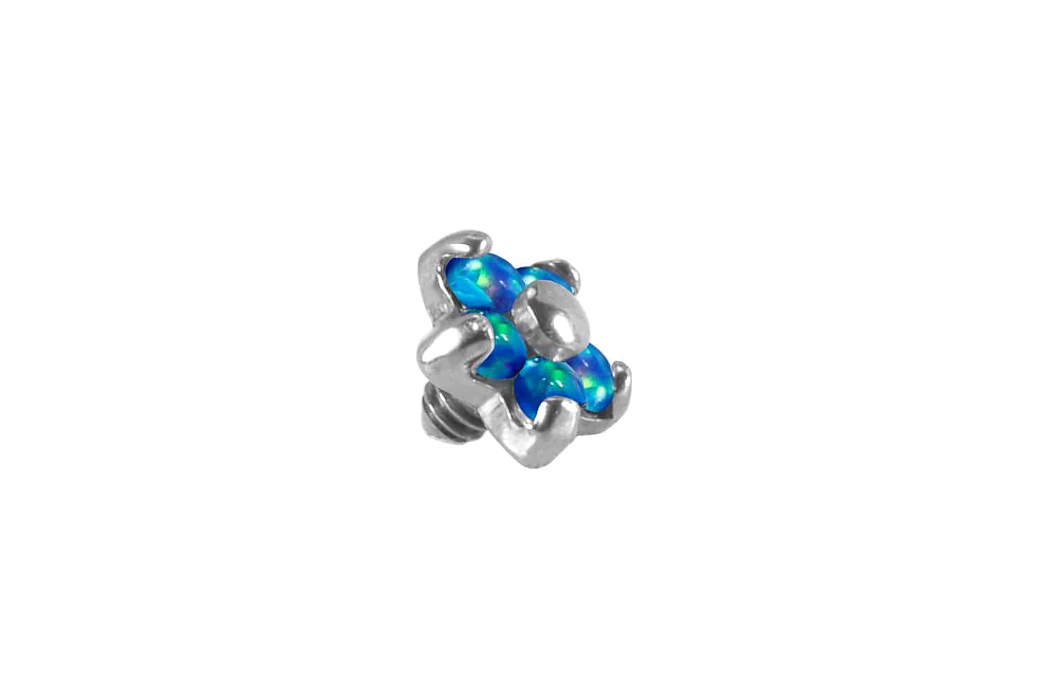 Titan Dermal Anchoraufsatz BLUME MIT 5 SYNTHETISCHEN OPALEN ++SALE++ von Piercingline